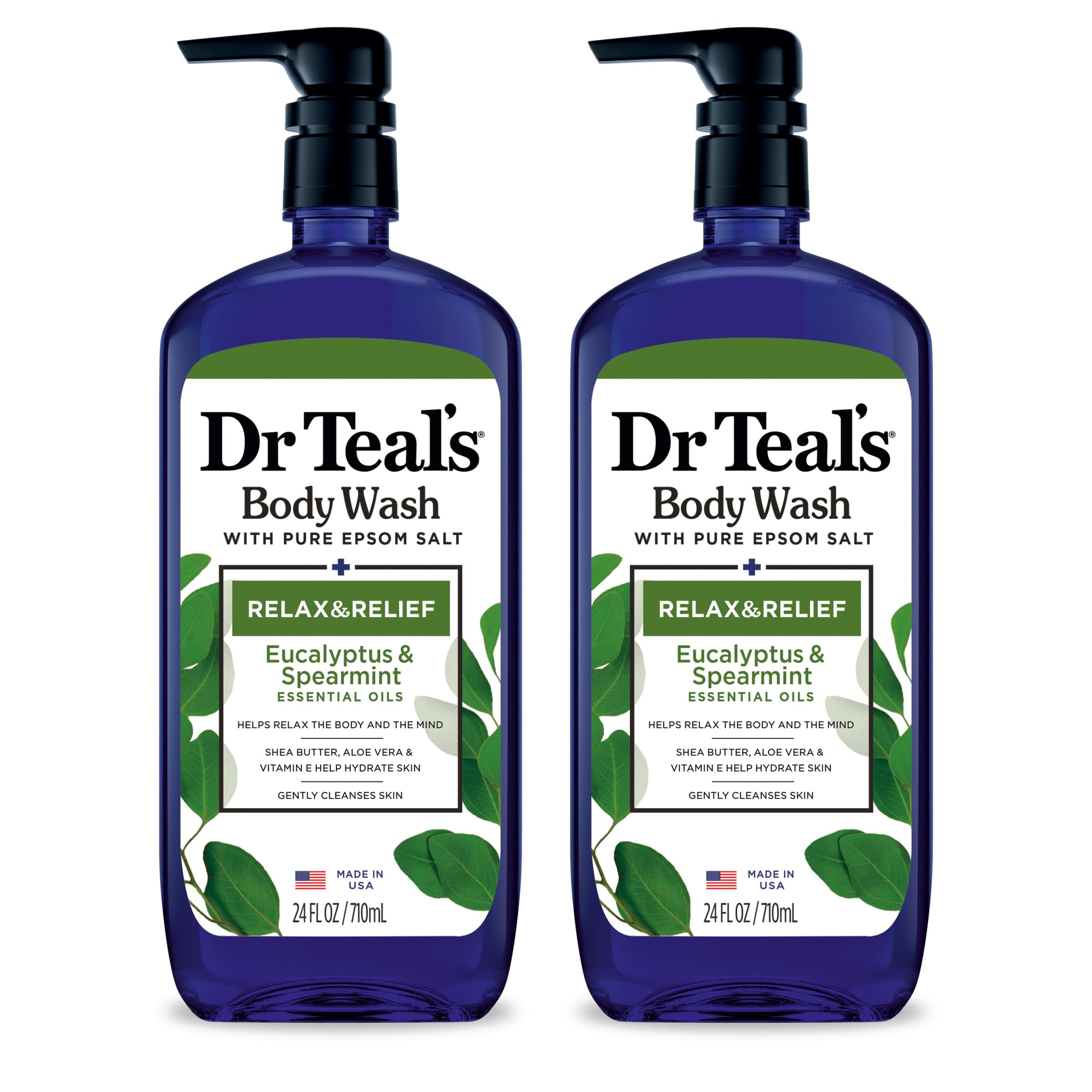 Dr Teal's Body Wash with Pure Epsom Salt, 24 fl oz (Pack of 2)