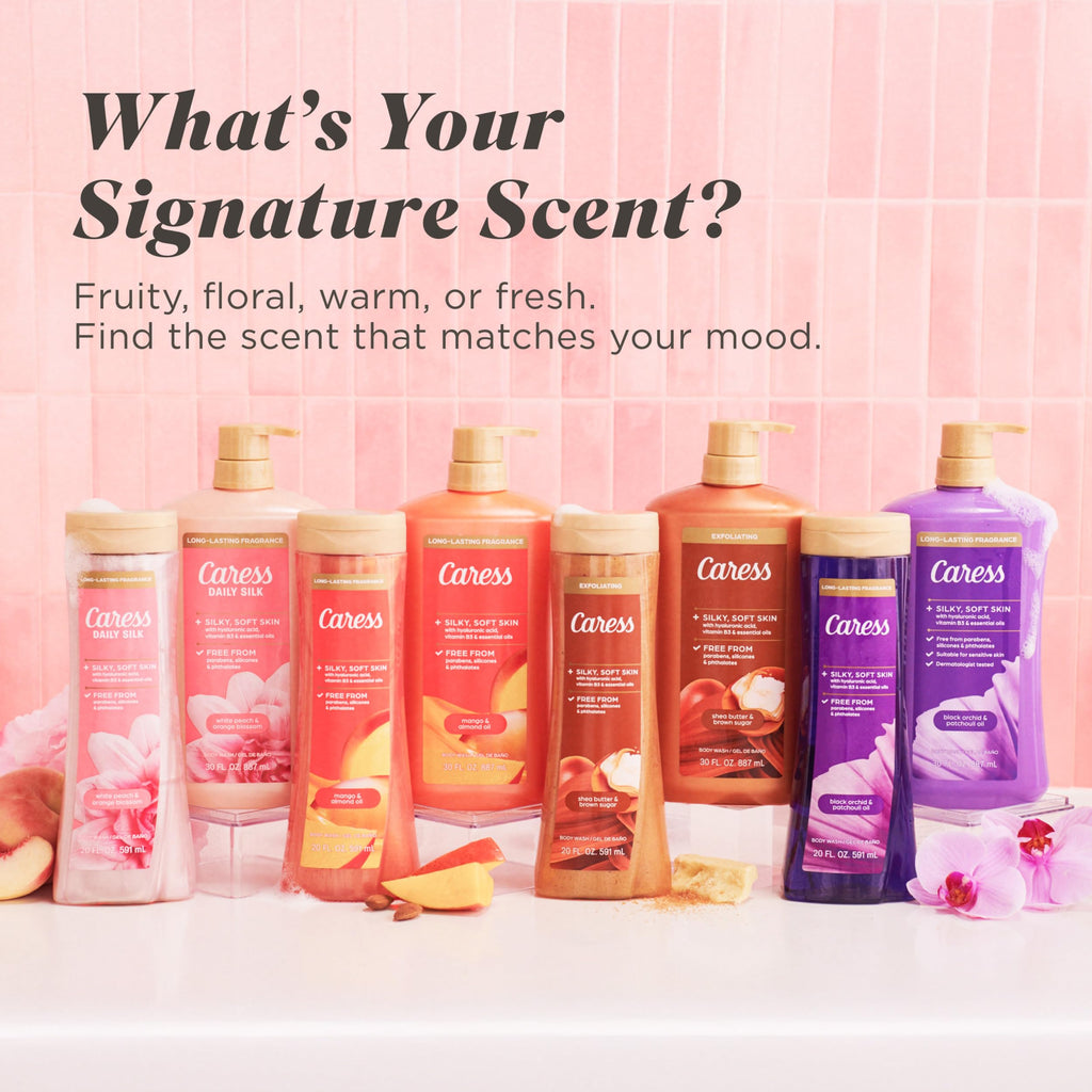 Caress Body Wash for Women, Daily Silk White Peach & Orange Blossom