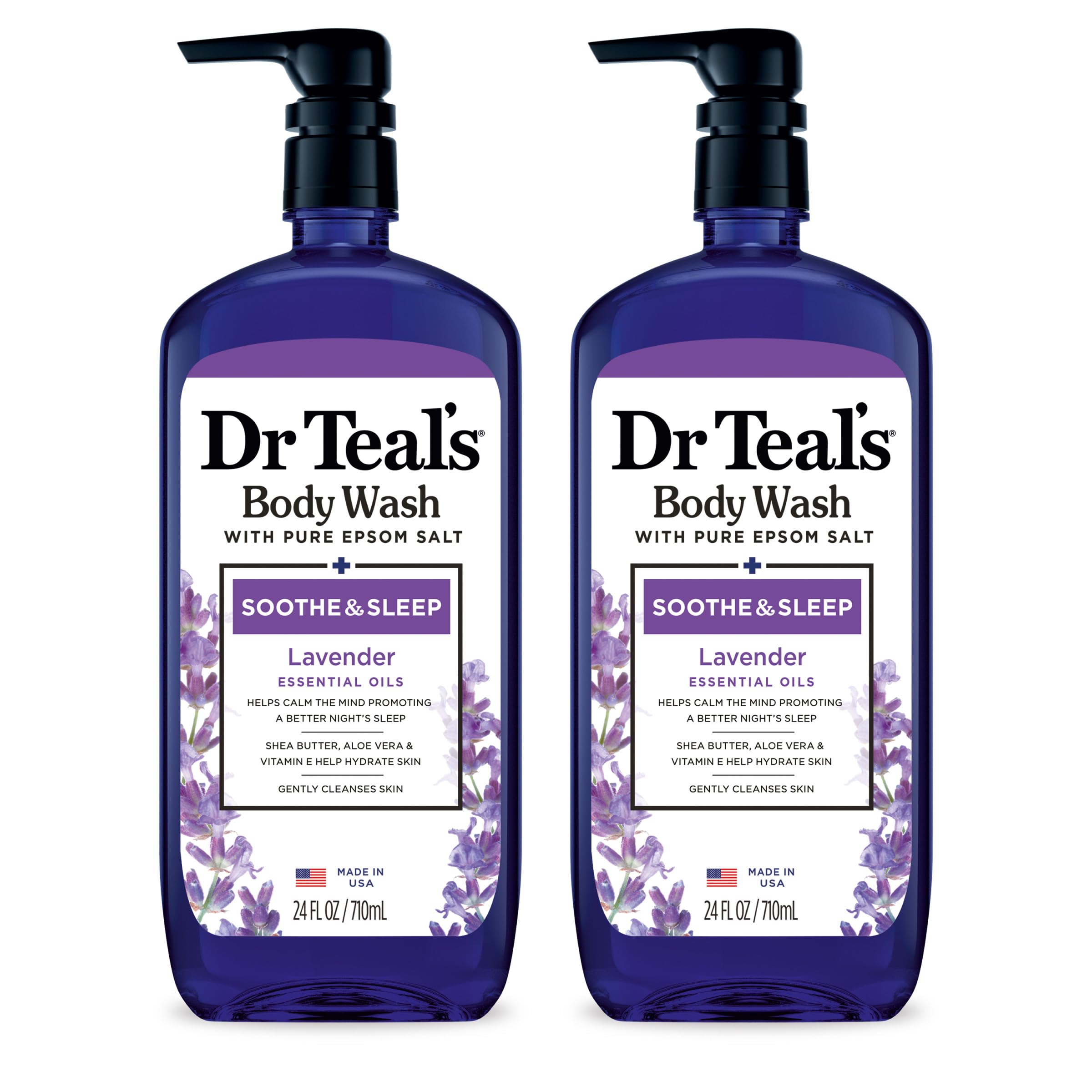 Dr Teal's Body Wash with Pure Epsom Salt, 24 fl oz (Pack of 2)