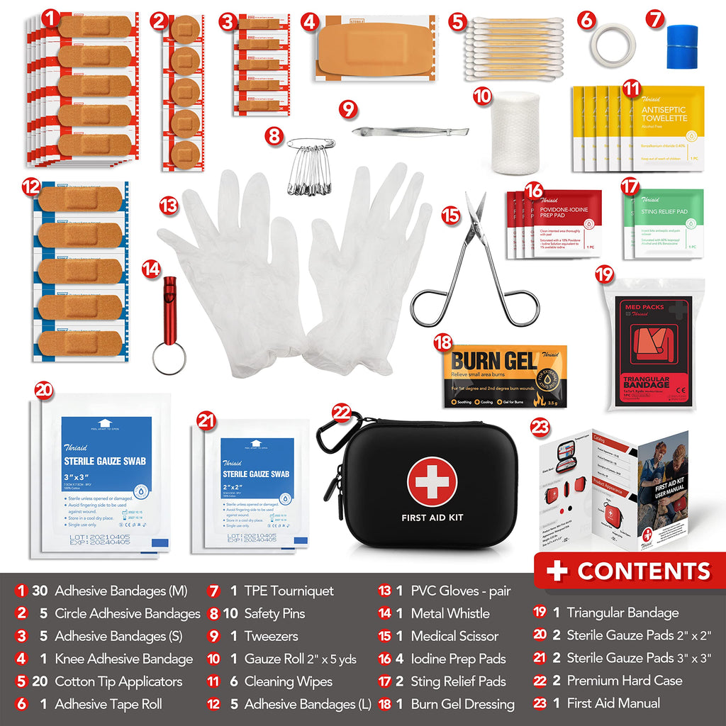 Mini First Aid Kit, 100 Pieces Water-Resistant Hard Shell Small Case - Perfect for Travel, Outdoor, Home, Office, Camping, Hiking, Car