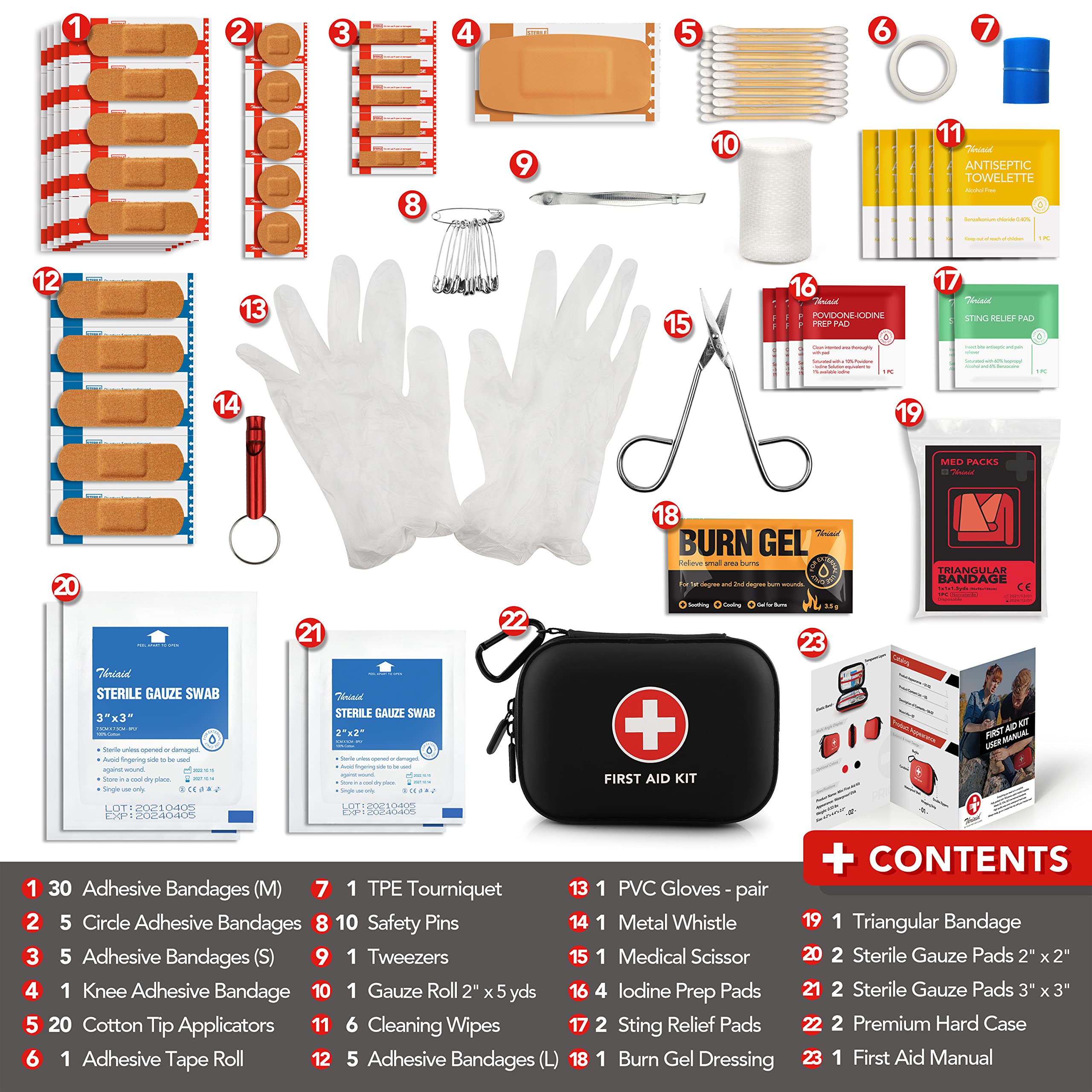 Mini First Aid Kit, 100 Pieces Water-Resistant Hard Shell Small Case - Perfect for Travel, Outdoor, Home, Office, Camping, Hiking, Car